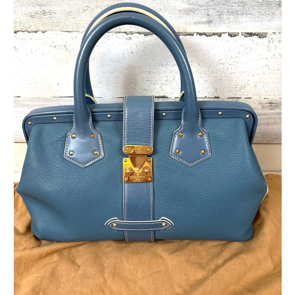 Vintage Louis Vuitton Womens Blue L'Ingenieux PM M91807 Leather Top Handle Bag
